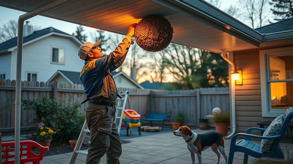 Wasp nest removal by pest control Rockland County specialist at home