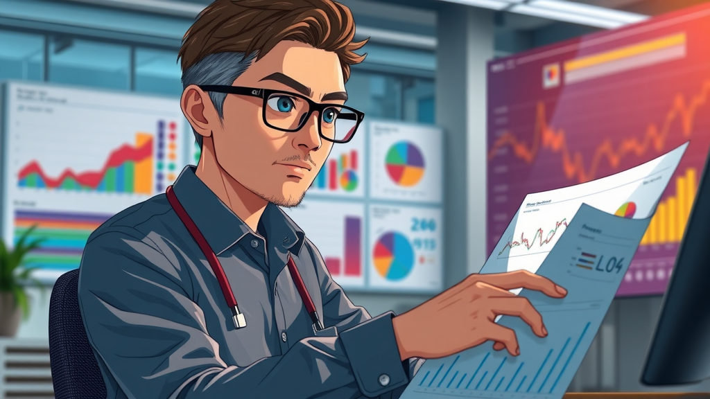 SEO analyst reviewing trend charts to improve SEO optimization practices