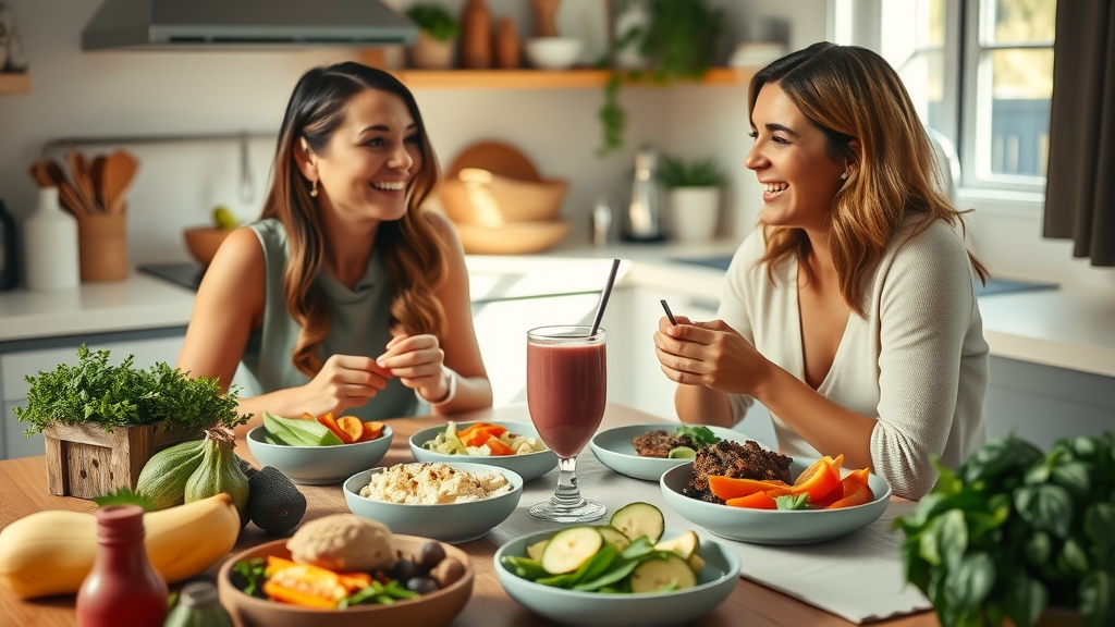 gluten and dairy free meals and adaptogenic smoothie supporting hormone balance for women