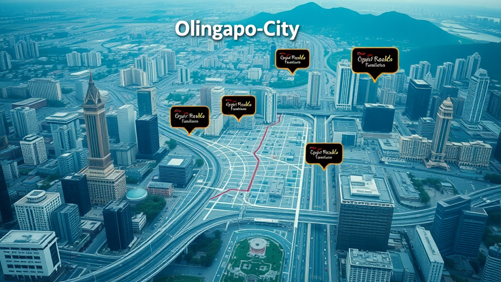 Detailed map of Olongapo City showing marked braiding salon locations and cityscape landmarks
