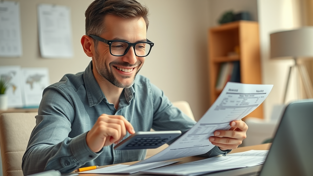 digital marketing for small businesses budget-conscious owner reviewing marketing expenses calculator desktop receipts spreadsheets