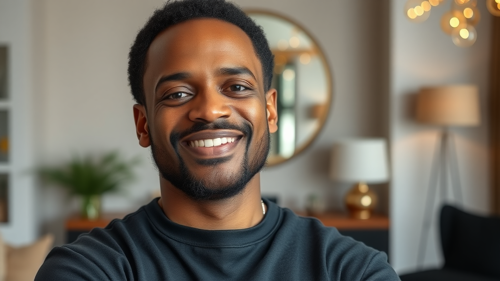 confident African American man after successful hair replacement―showcasing hair replacement for men of color