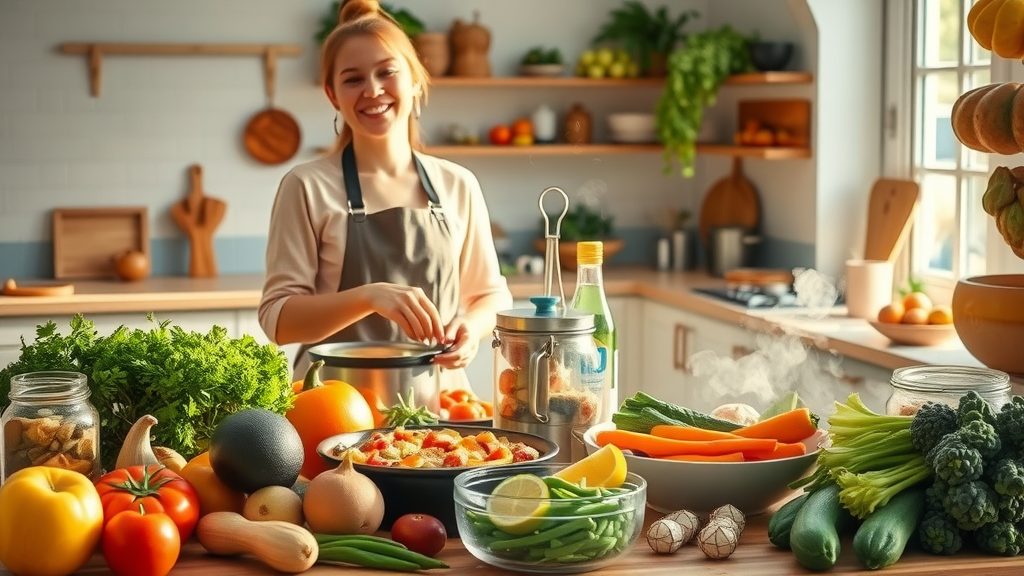 array of fresh fruits, vegetables, and fermented foods supporting healthy gut microbiome