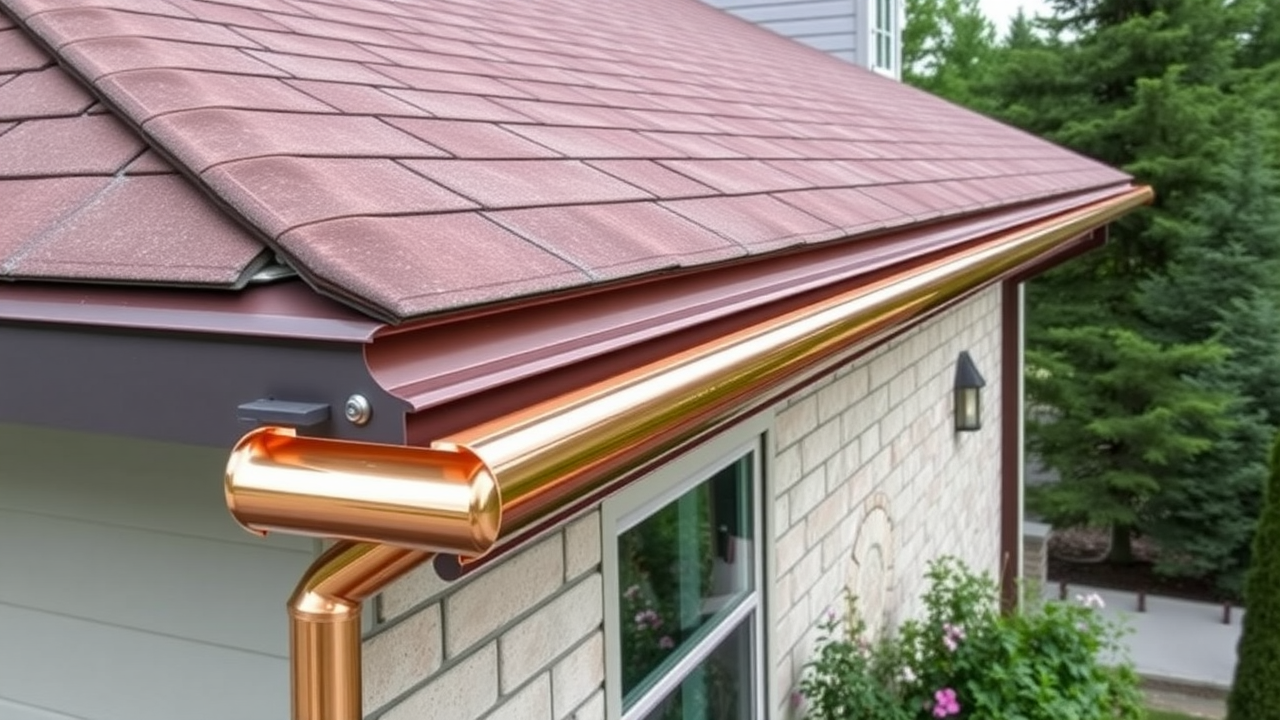 Seamless cooper rain gutter solution for homes in Salt Lake City after rain
