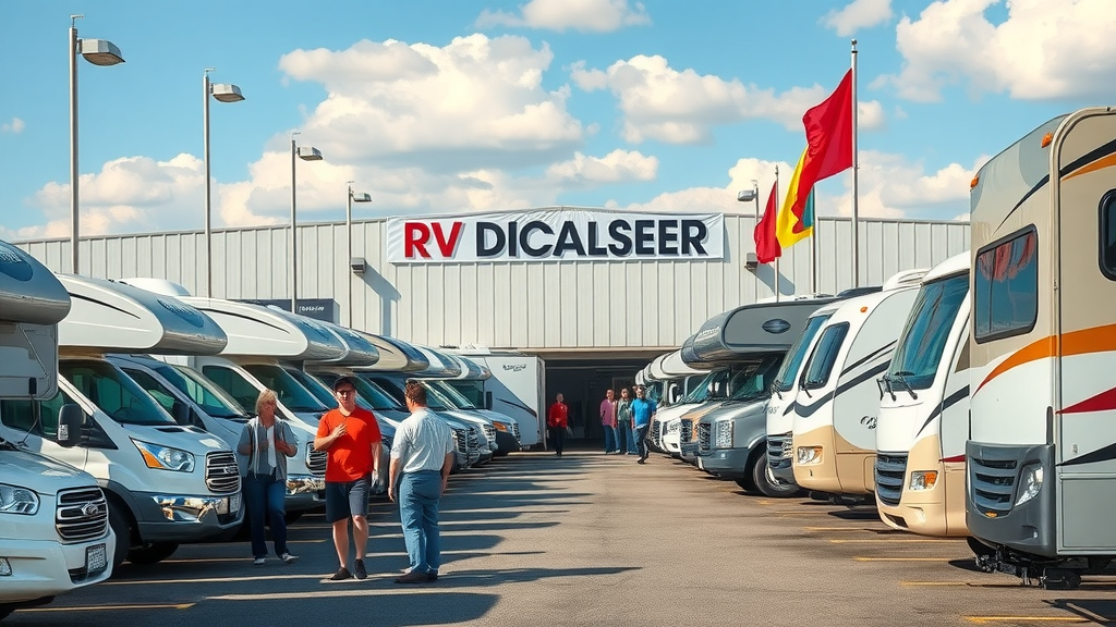 Private RV sale benefits over dealer sales at a bustling dealership lot