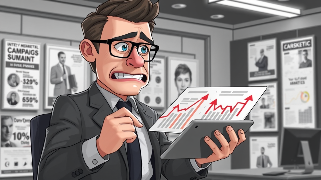 frustrated nonprofit marketer reviewing ineffective nonprofit digital marketing campaign results on a tablet