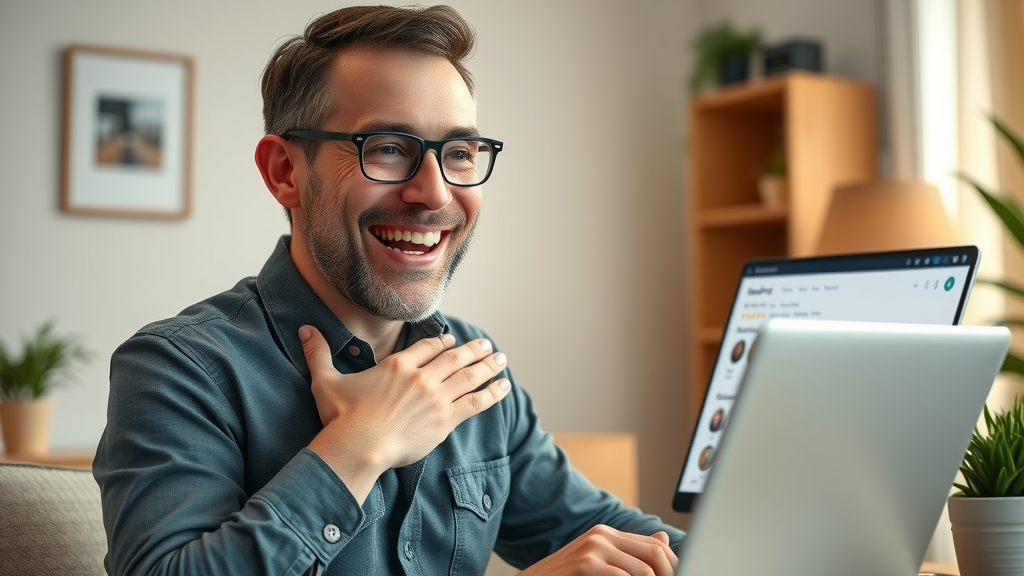 business owner relieved delighted improved search results SEO reputation management home office before after reviews