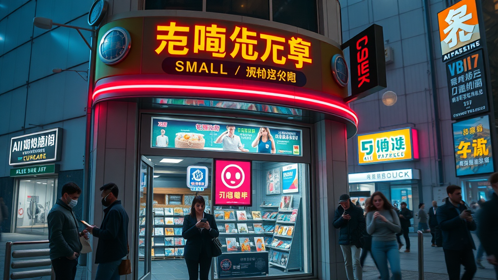 futuristic small business storefront with AI and voice search for small business seo strategies