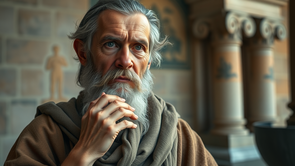 philosopher reflecting on wellness and wisdom