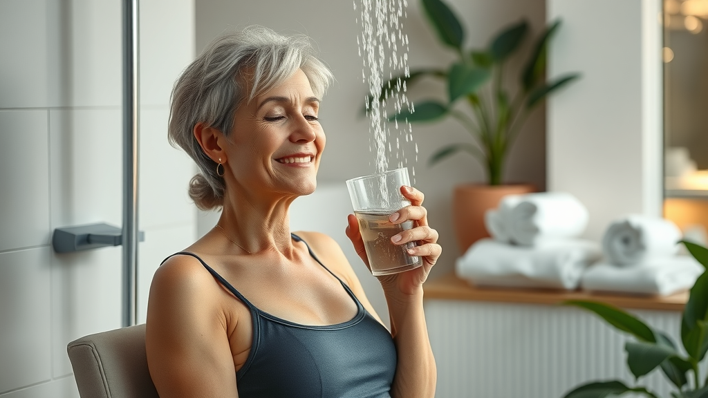 Woman finds relaxation and privacy in women only gym spa-like environment.
