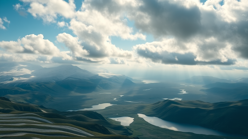 Glacial landscape with rolling hills, scattered lakes, and terrain shaped by ancient glaciers in Minnesota