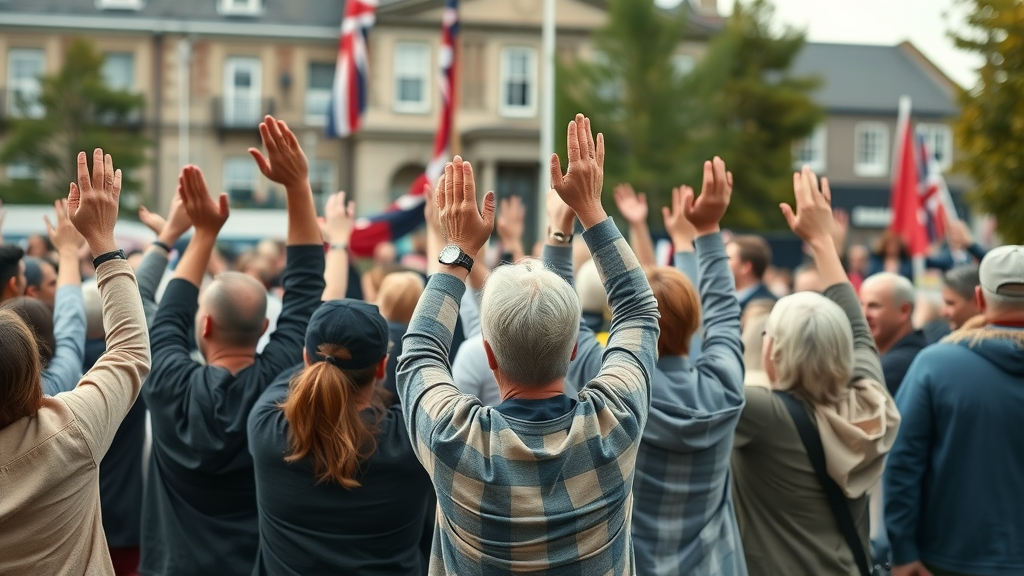 community voice in monmouthshire diverse group expressing unity in council square