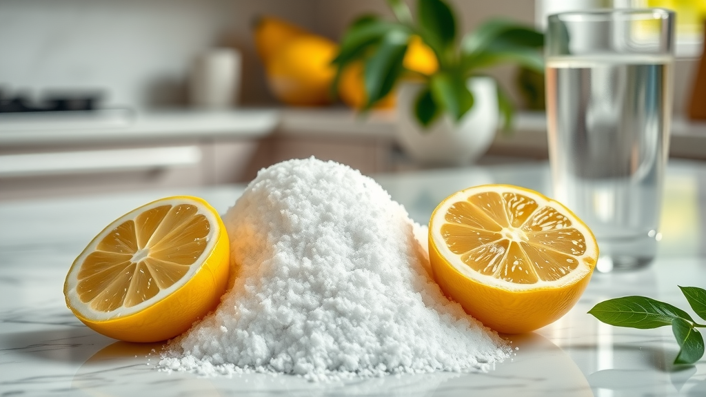 Ingredients for Lansing sugar wax service including organic sugar, lemon, and clean water displayed freshly on a kitchen countertop.