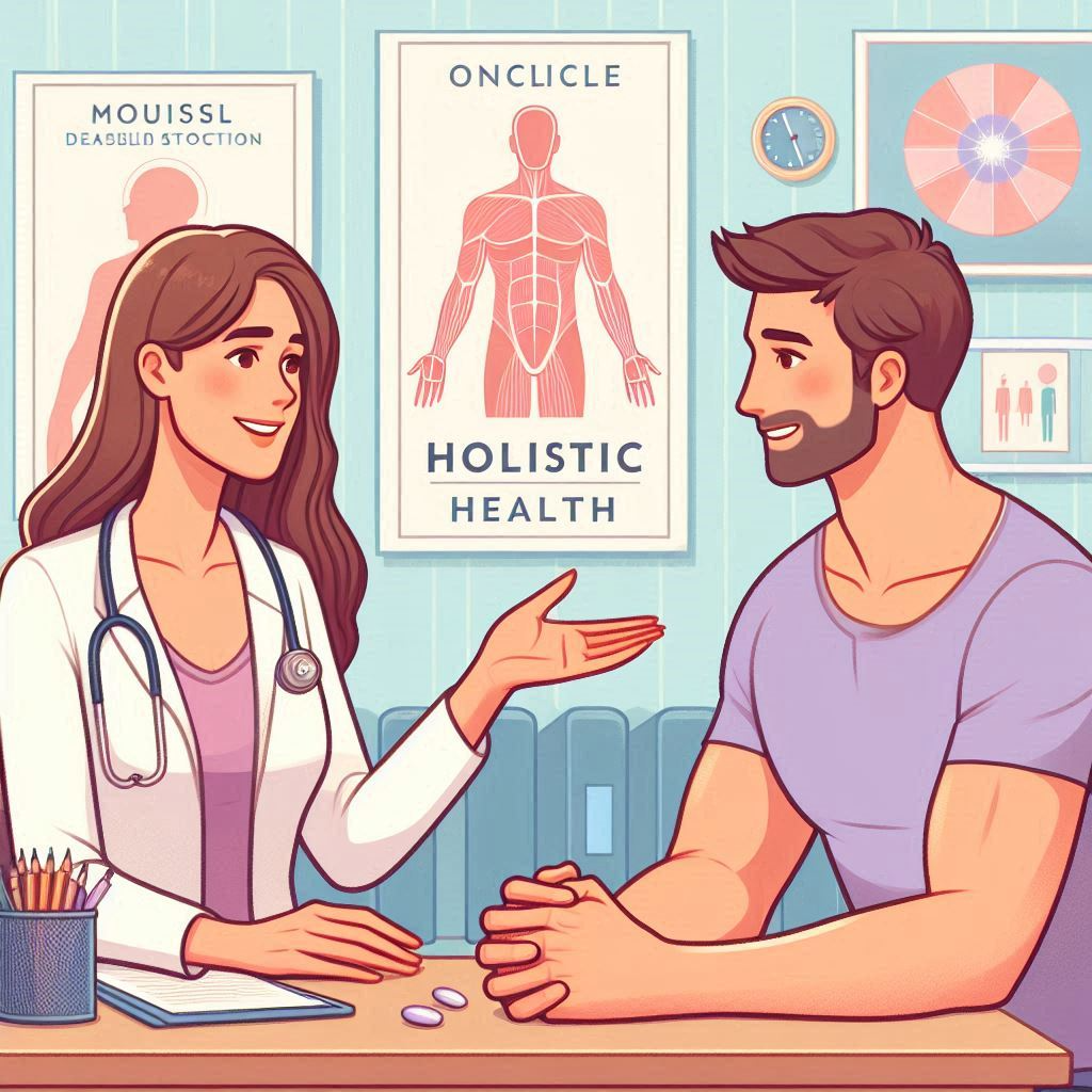 male patient learning from holistic doctor