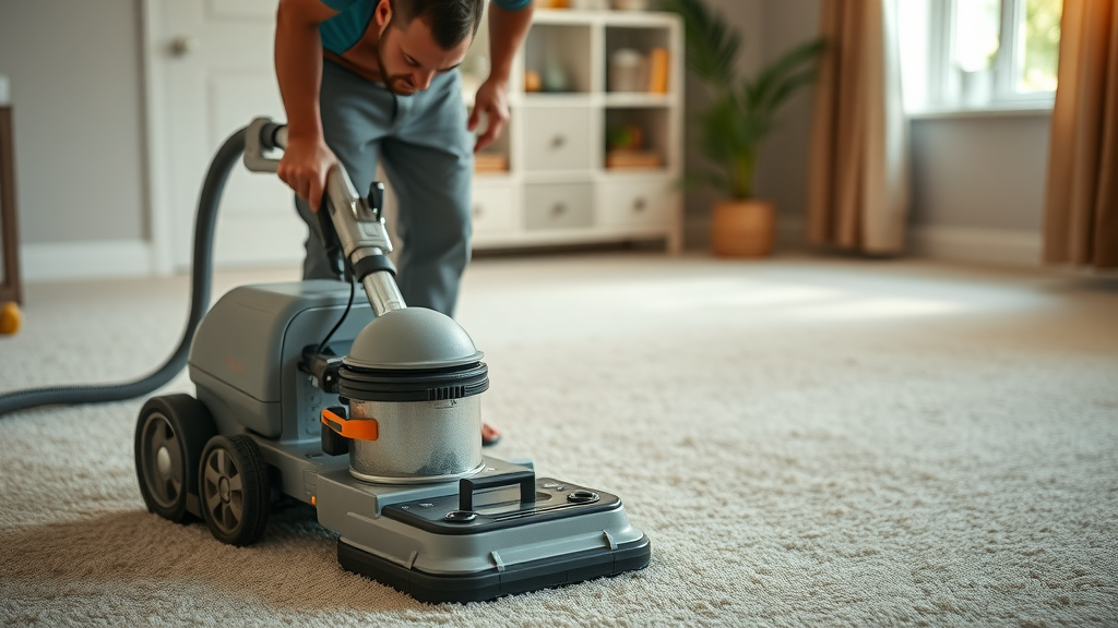 experienced carpet cleaner using industrial machine - carpet cleaning service near me