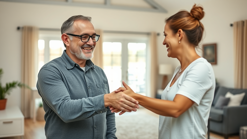 happy homeowner giving positive feedback for local carpet cleaning service near me