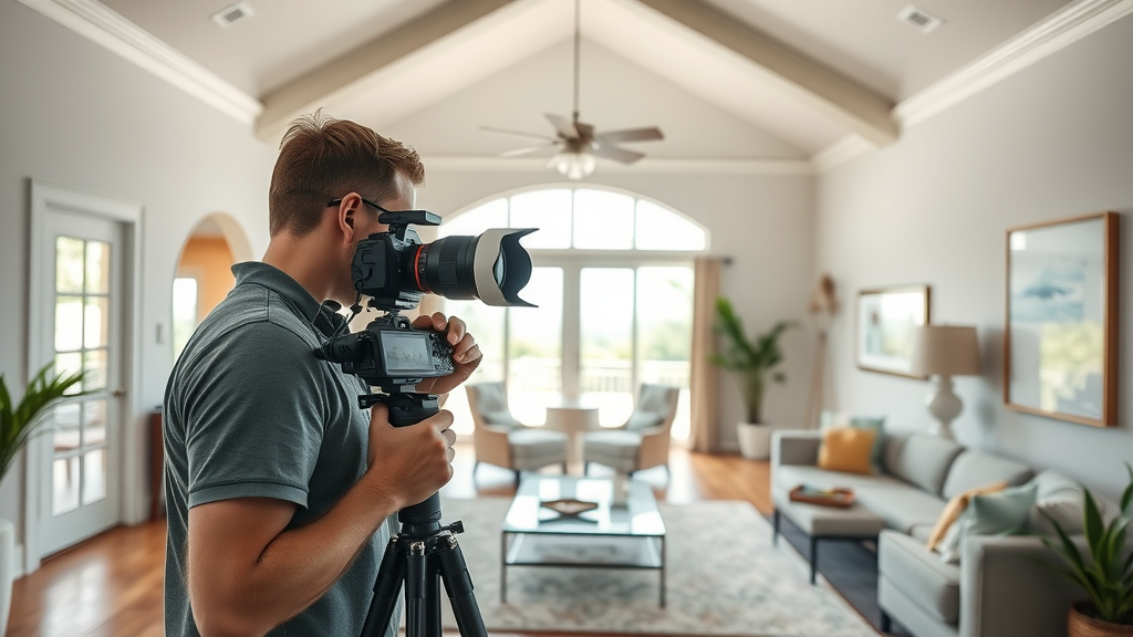 Professional photographer capturing bright Orlando home for real estate listing