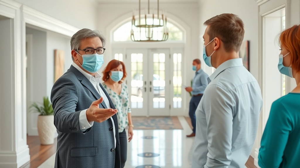 Orlando real estate agent welcoming visitors to a safe open house