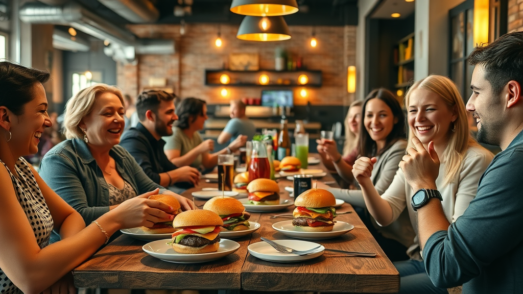 Lively group dining at new fun restaurant in the Pryor Choteau area