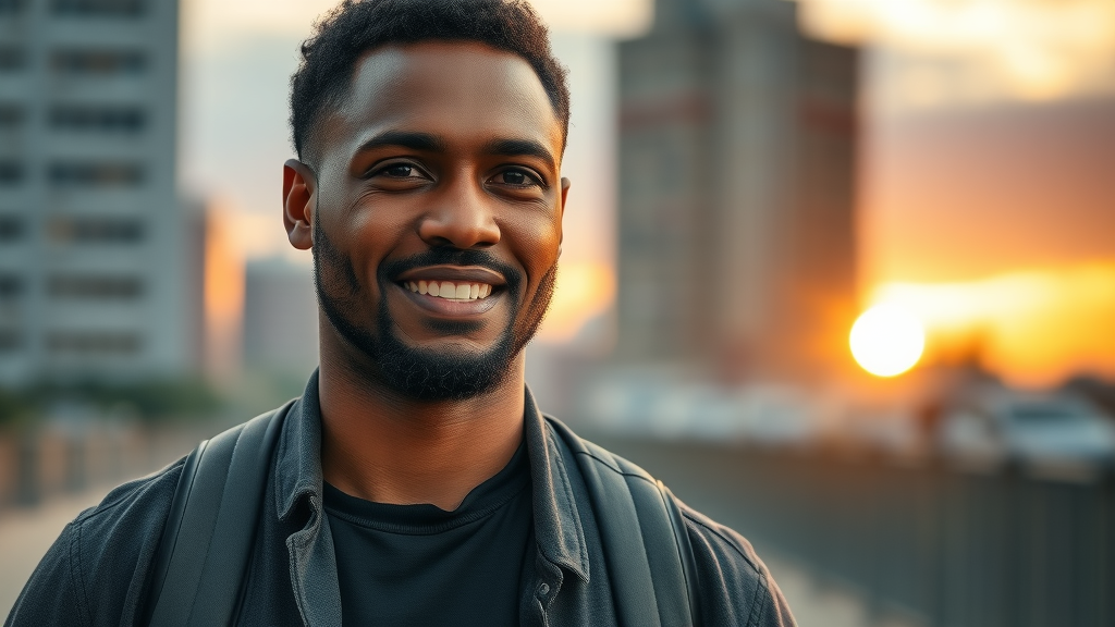 inspirational portrait of Dr. Darell Tolbert, a determined African-American man representing lasting change and hope