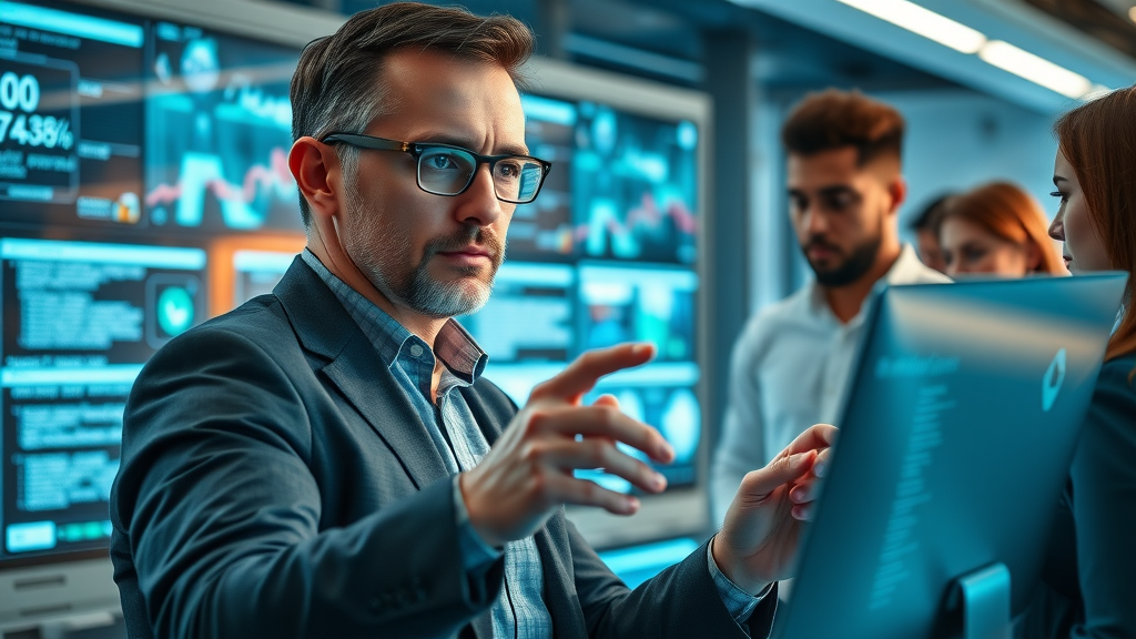 innovative digital transformation consultant providing business support for Monmouthshire SME team, digital lab, interactive screens, technology and data graphics