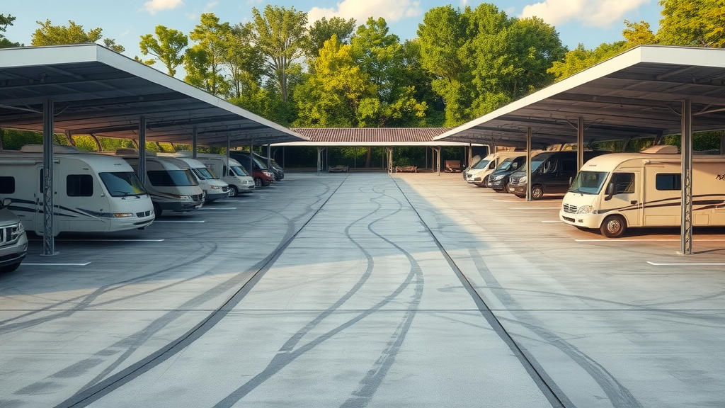Secure RV and boat storage facility Alma AR with spacious covered parking and easy access