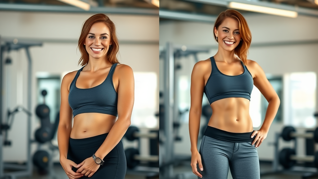 fit body boot camp winnipeg women before after transformation, confident woman bodybuilding progress in gym