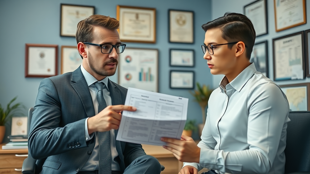 tax consultant explaining pros and cons of amending tax returns to client