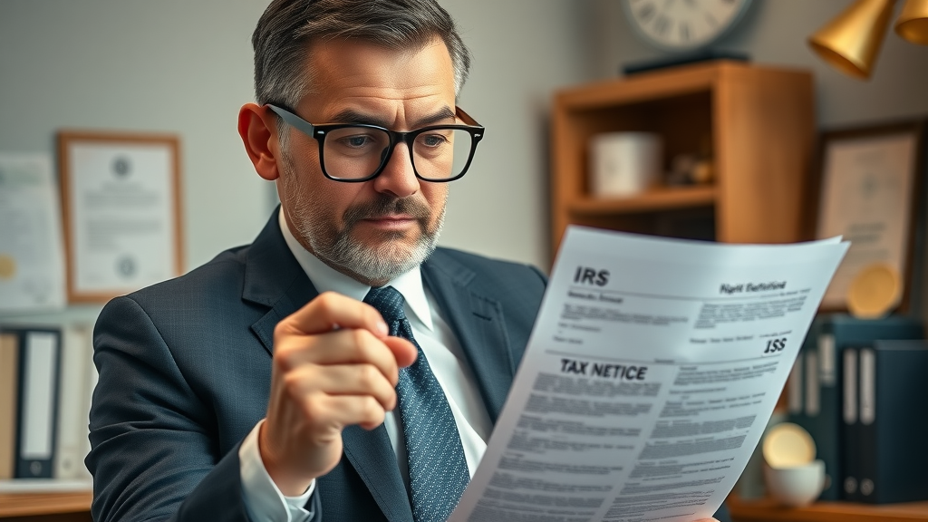 Experienced tax professional checking the legitimacy of an irs notice and issues