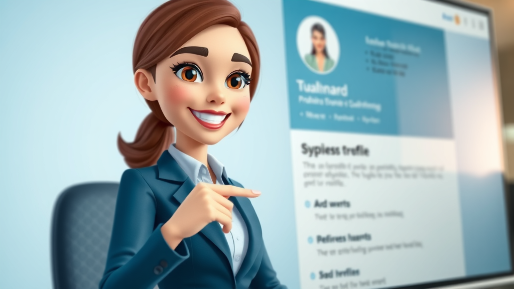 Modern digital interface showing NZ business directory listing, professional business profile, user browsing, directory listing, soft ambient lighting