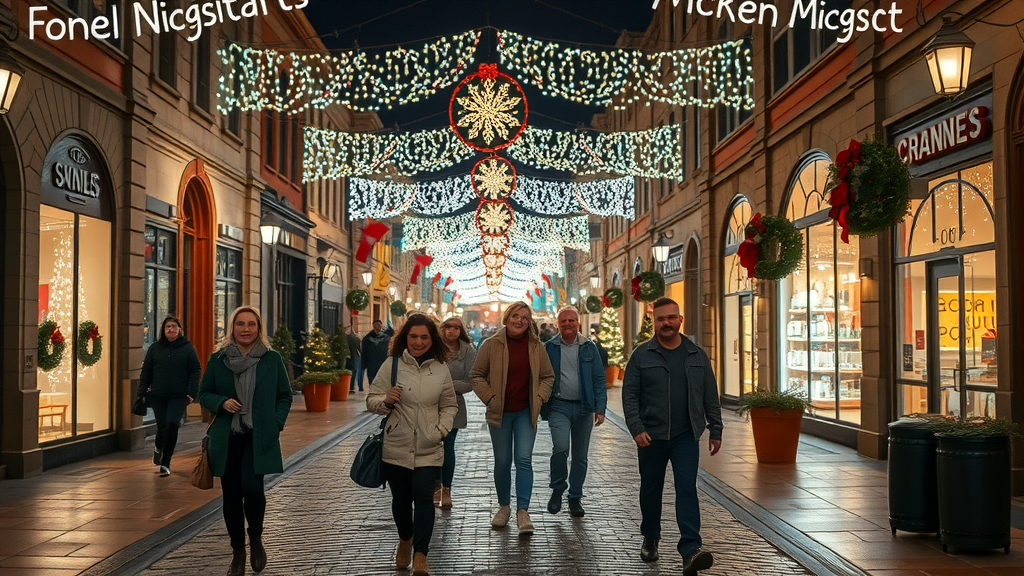 Downtown Victoria Canada sparkling with Christmas lights and festive joy