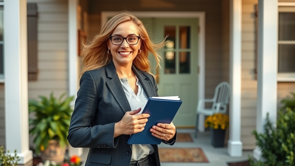 Friendly mobile notary public near me arriving at a client’s home for professional, convenient document notarization.