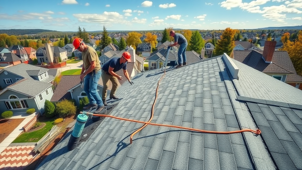 Rockland County roofing contractor crew installing new roof as a team