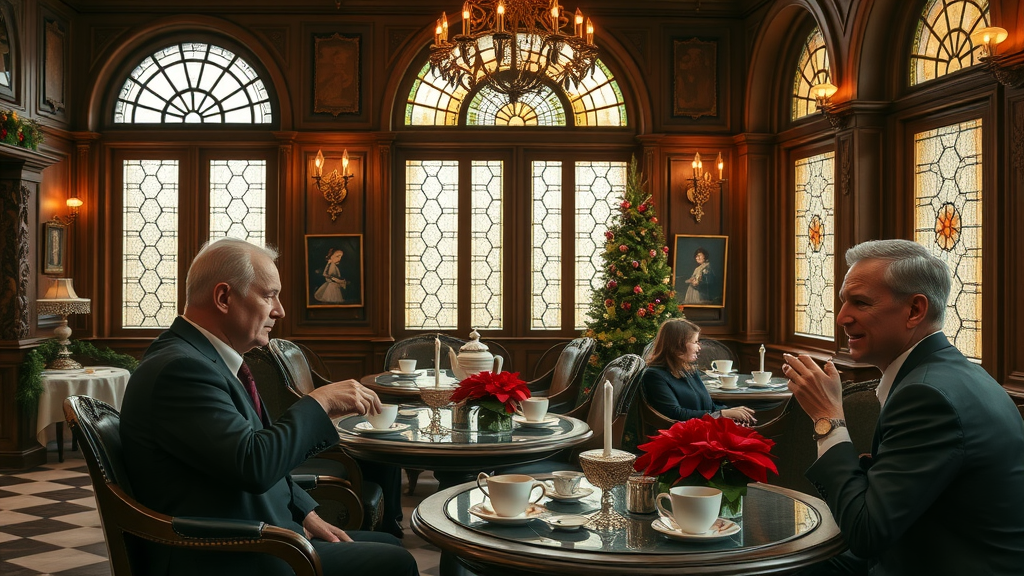 Christmas in Victoria Canada elegant tea house with festive Victorian holiday decor