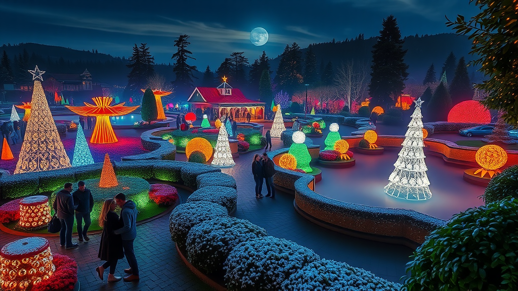 Christmas in Victoria Canada Butchart Gardens glowing with festive holiday lights