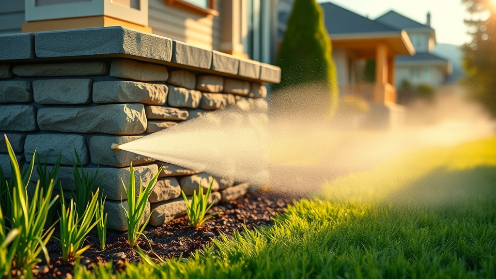 Pest control foundation spray forming protective home barrier